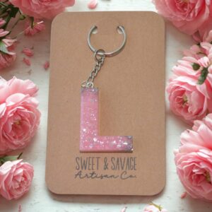 Pink Letter L Initial Keychain