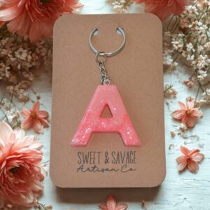 Pink Letter A Initial Keychain