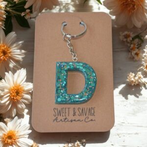 Green Letter D Initial Keychain