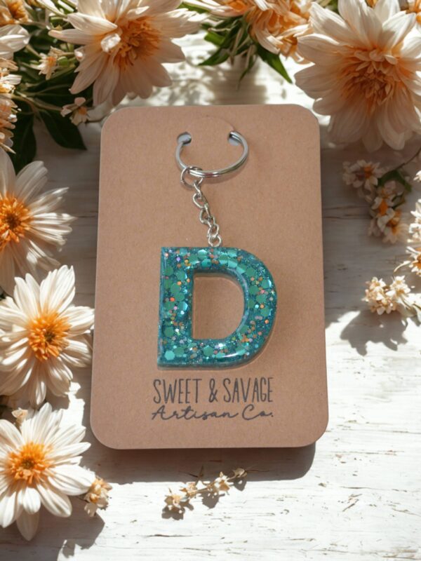 Green Letter D Initial Keychain