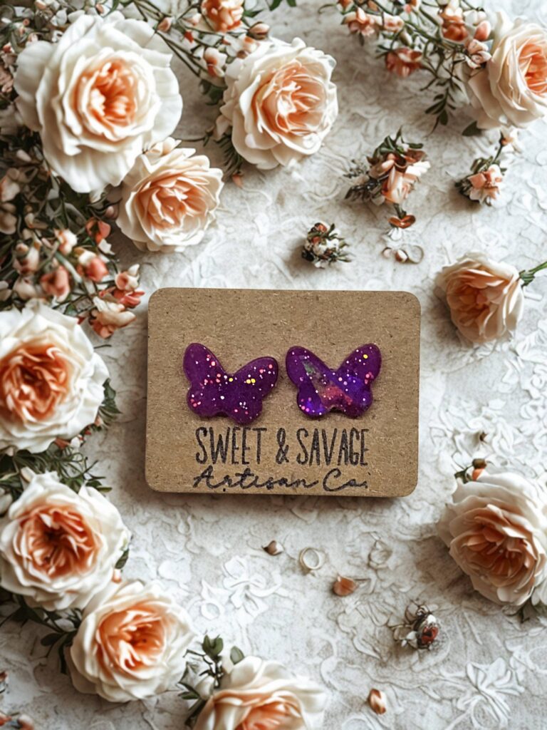Purple Butterfly Stud Earrings