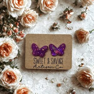 Purple Butterfly Stud Earrings
