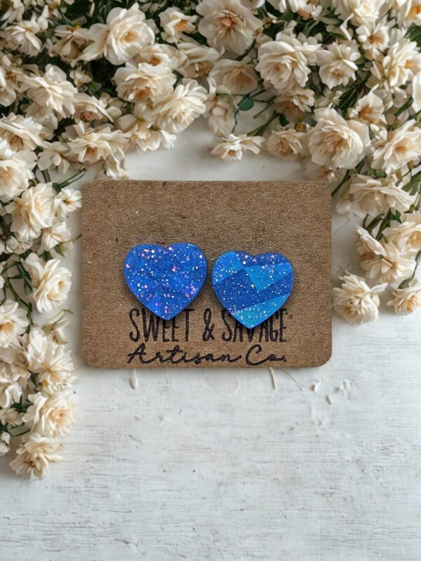 Blue Heart Stud Earrings