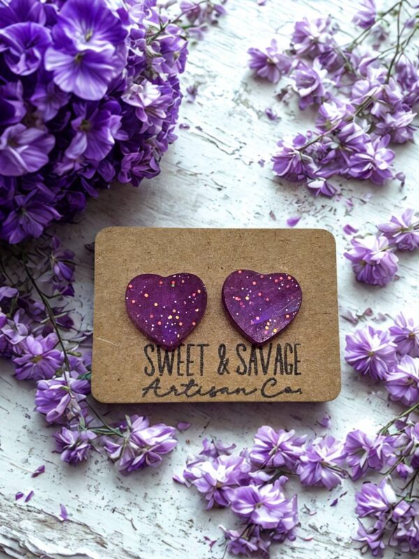 Purple Heart Stud Earrings