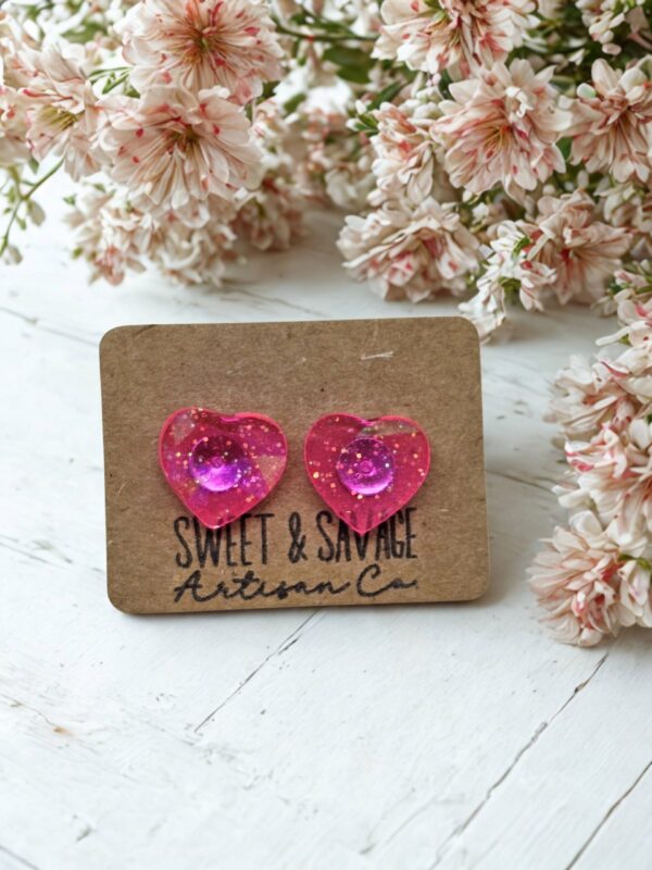 Pink Heart Stud Earrings
