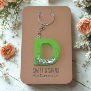 Green Letter D Initial Keychain