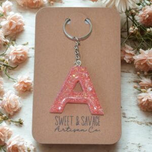 Pink Letter A Initial Keychain