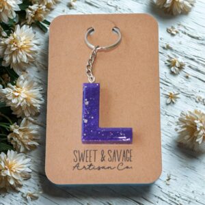 Purple Letter L Initial Keychain