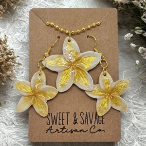 Plumeria Necklace & Earring Set