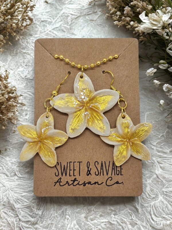 Plumeria Necklace & Earring Set