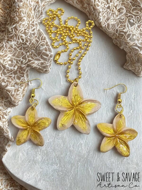 Plumeria Necklace & Earring Set - Image 2