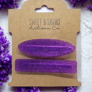 Purple Glitter Hair Clip Set