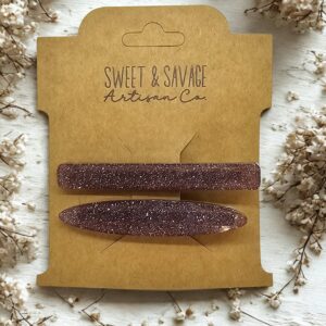 Earthy Purple-Brown Glitter Hair Clip Set