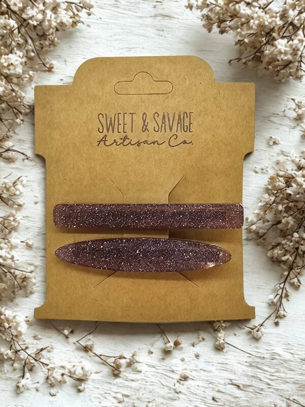 Earthy Purple-Brown Glitter Hair Clip Set
