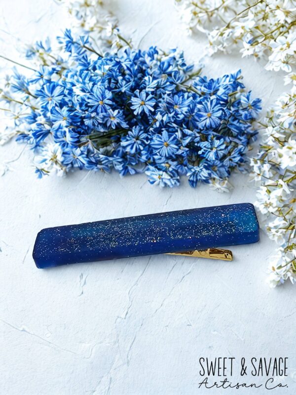 Dark Blue Glitter Hair Clip - Image 2