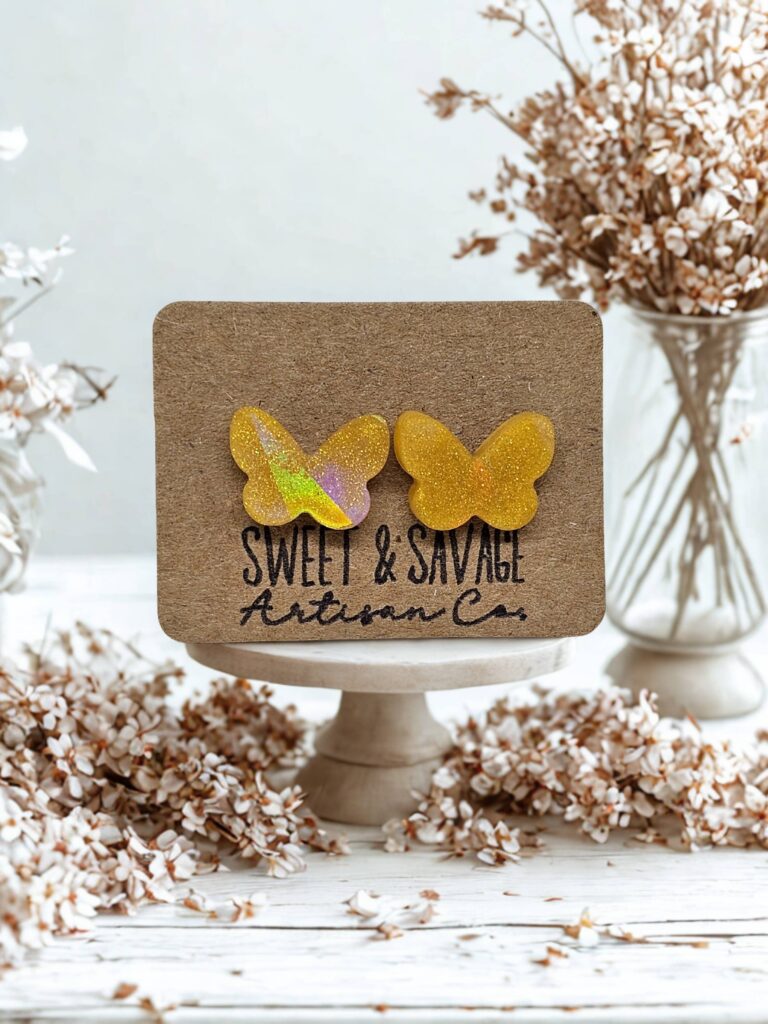 Yellow Butterfly Stud Earrings