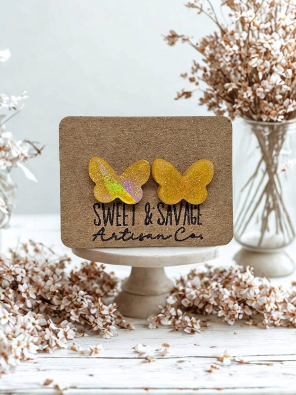 Yellow Butterfly Stud Earrings