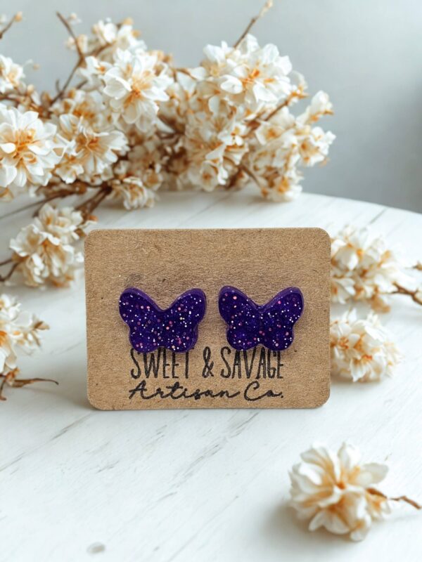 Purple Butterfly Stud Earrings
