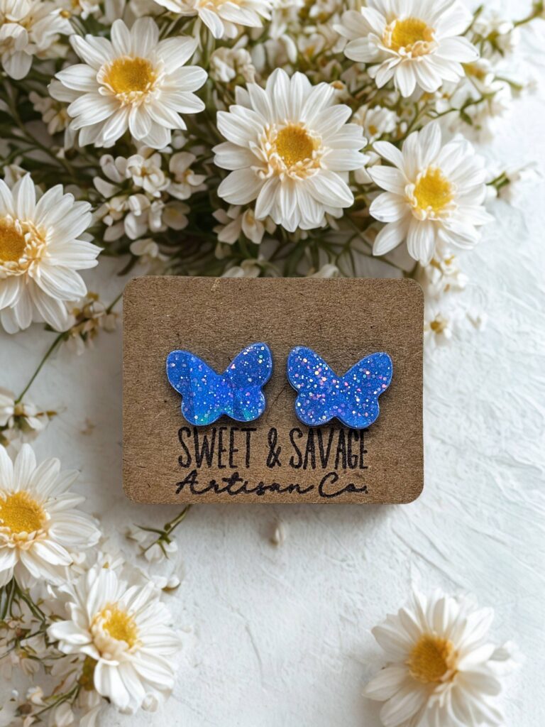 Blue Butterfly Stud Earrings