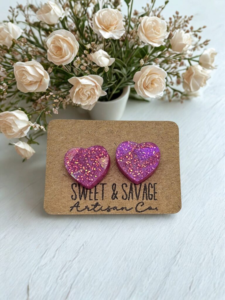 Pink Heart Stud Earrings