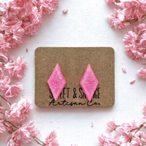 Pink Diamond Gem Stud Earrings