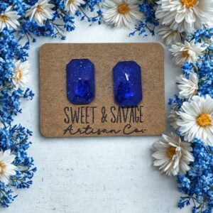 Midnight Sparkle Stadium Gem Stud Earrings