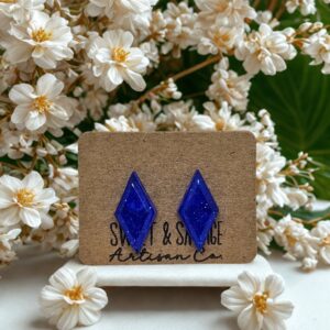 Blue Diamond Gem Stud Earrings