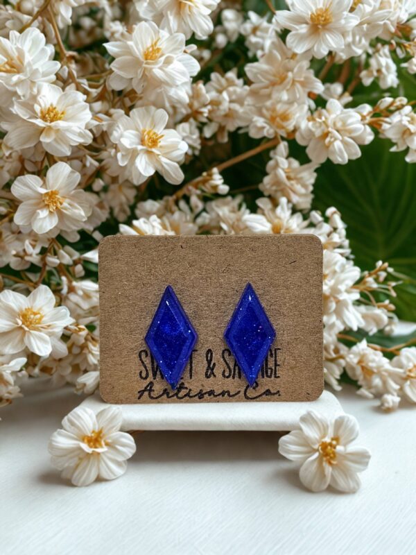 Blue Diamond Gem Stud Earrings