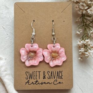 Pink Floral Dangle Earrings