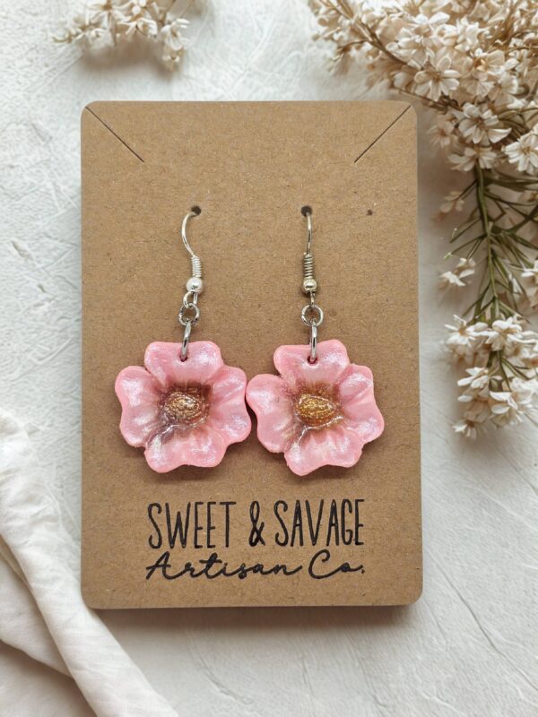 Pink Floral Dangle Earrings