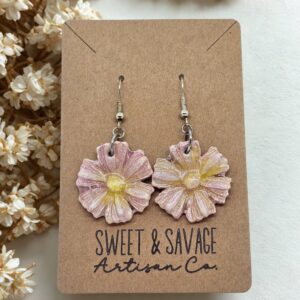 Pink Daisy Dangle Earrings