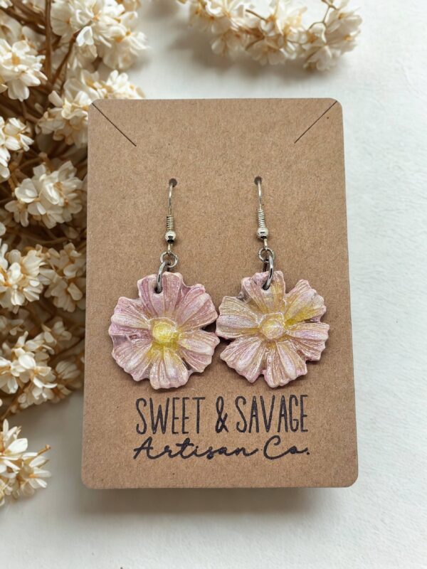 Pink Daisy Dangle Earrings