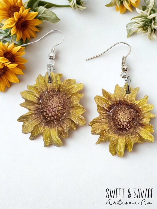 Sunflower Dangle Earrings - Image 2