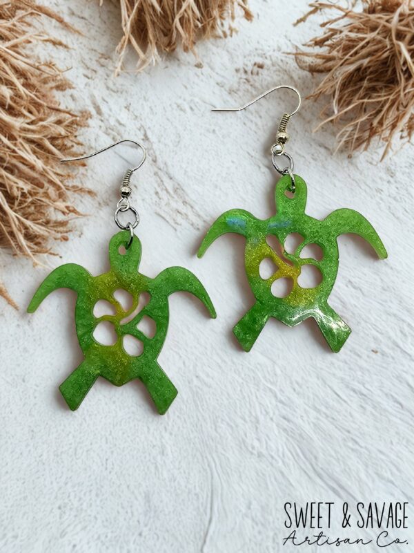 Green Sea Turtle Dangle Earrings - Image 2