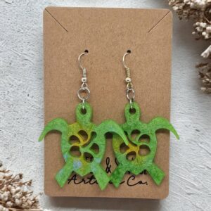 Green Sea Turtle Dangle Earrings