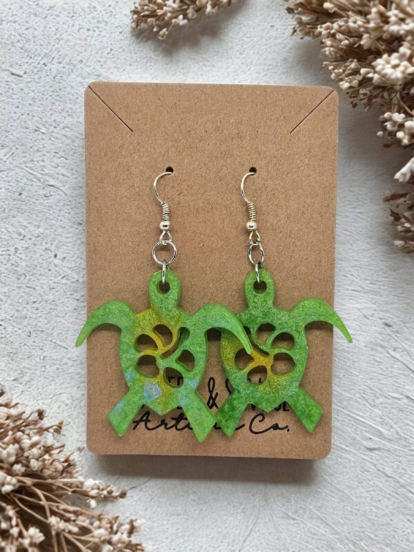 Green Sea Turtle Dangle Earrings