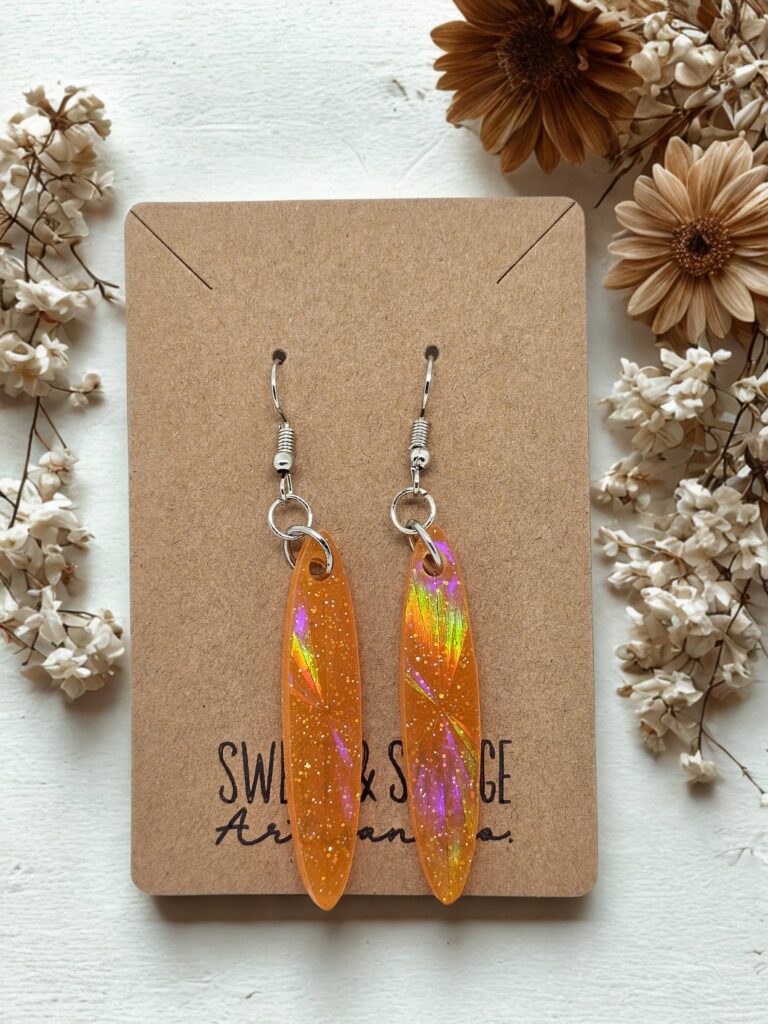 Orange Holographic Dangle Earrings
