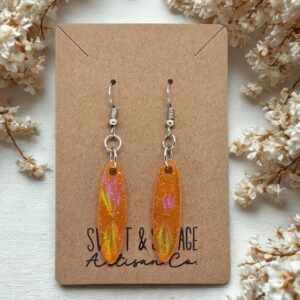 Orange Holographic Short Dangle Earrings