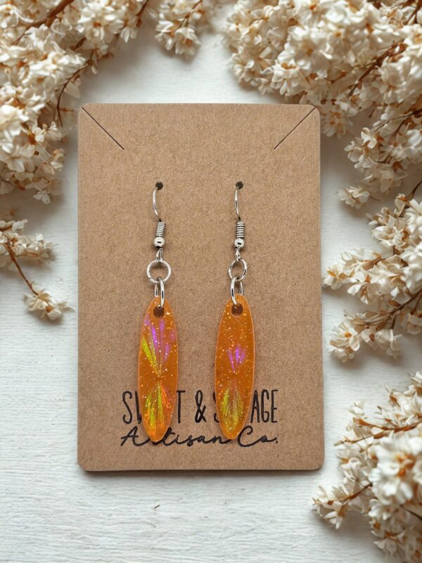 Orange Holographic Short Dangle Earrings