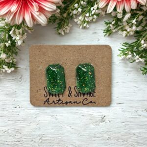 Emerald Green Stadium Gem Stud Earrings