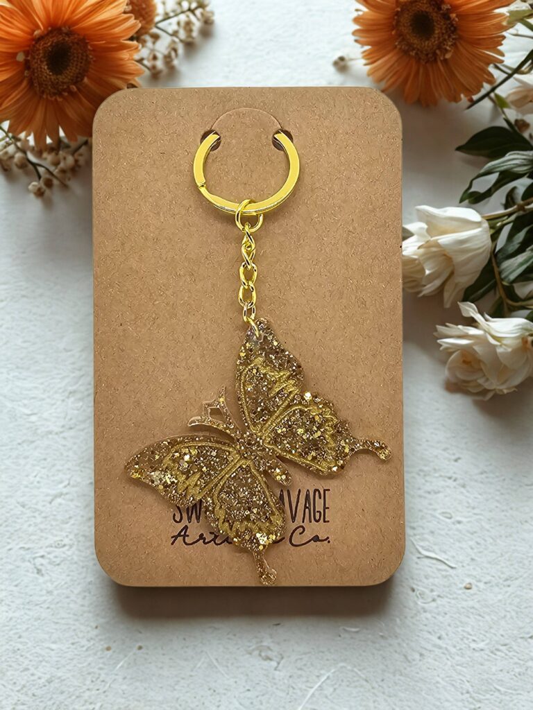 Gold Butterfly Keychain