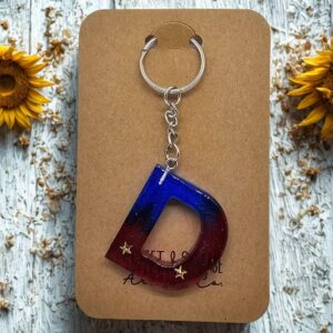 Red and Blue Letter D Initial Keychain