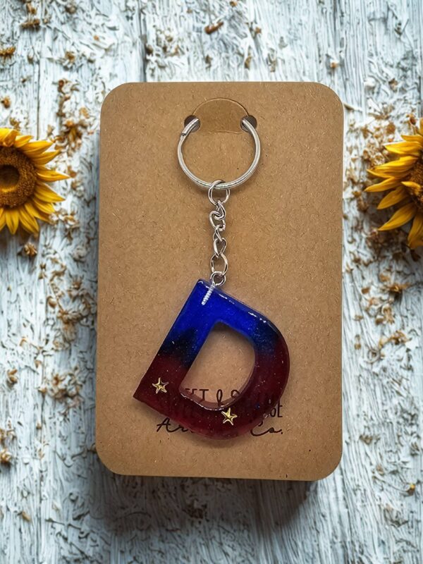 Red and Blue Letter D Initial Keychain