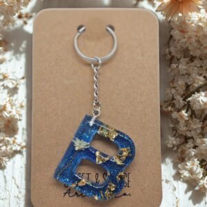Blue Letter B Initial Keychain