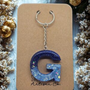Blue Letter G Initial Keychain
