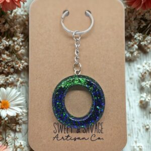 Green and Blue Letter O Initial Keychain