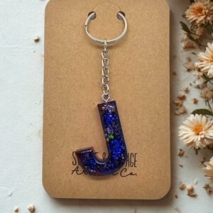 Red and Blue Letter J Initial Keychain