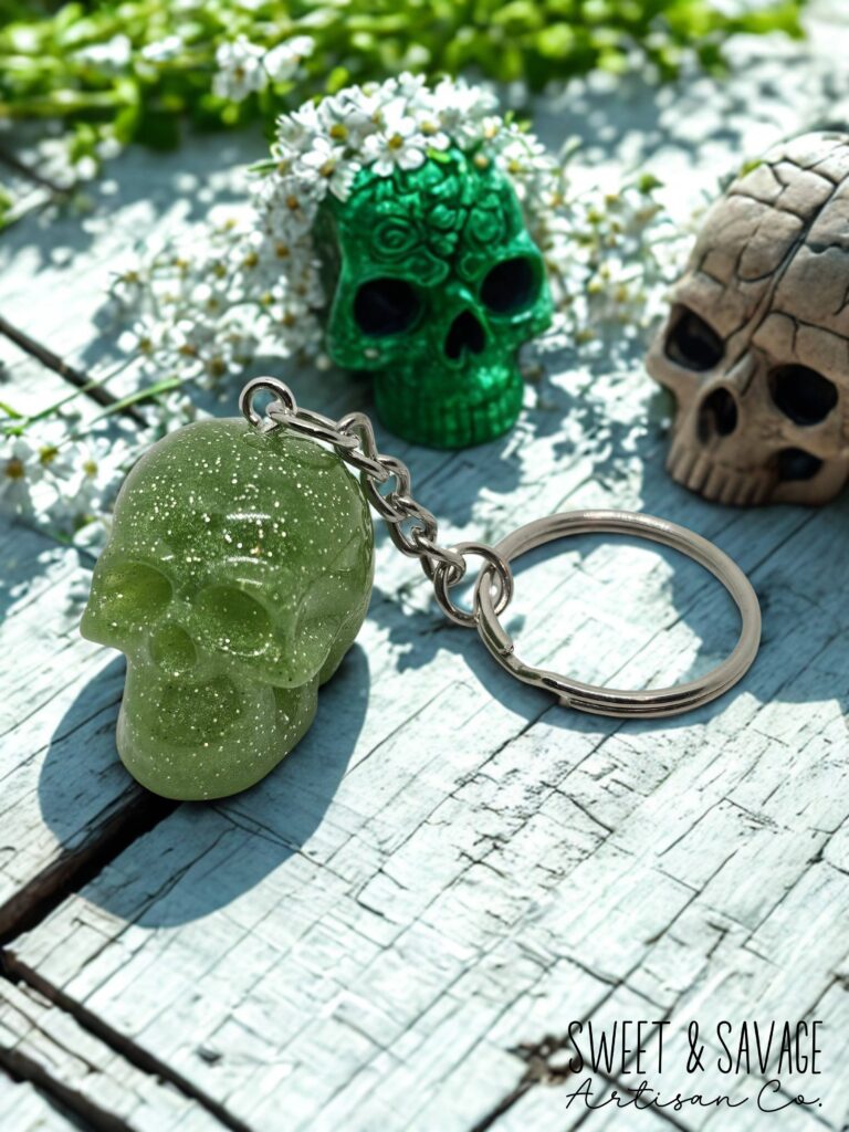 Light Green Skull Keychain