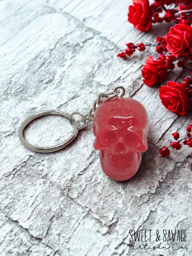 Light Red Skull Keychain – Gothic & Alternative Style