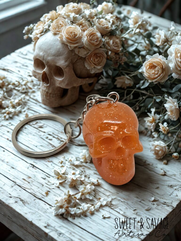 Light Orange Skull Keychain – Gothic & Alternative Style